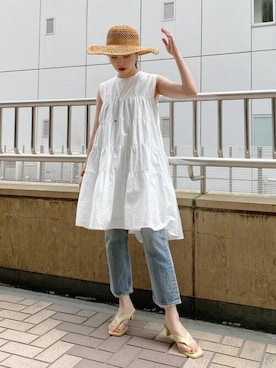 「Ungrid（アングリッド）のアイテム（帽子）」を使った、Ungrid STAFFさん（レディース・160cm）の春コーディネート