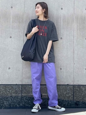「Ungrid（アングリッド）の【WEB限定】ナイロンカラーテーパードパンツ（その他パンツ）」を使った、Ungrid STAFFさん（レディース・158cm）の夏コーディネート