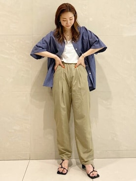 「Ungrid（アングリッド）の【WEB限定】ナイロンカラーテーパードパンツ（その他パンツ）」を使った、Ungrid STAFFさん（レディース・159cm）の夏コーディネート