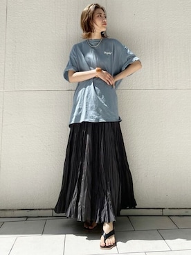 「バックロゴ」｜「アイテム（サンダル）」を使った、Ungrid STAFFさん（レディース・158cm）の夏コーディネート