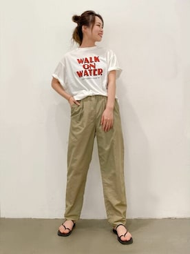 「Ungrid（アングリッド）の【WEB限定】ナイロンカラーテーパードパンツ（その他パンツ）」を使った、Ungrid STAFFさん（レディース・163cm）の夏コーディネート