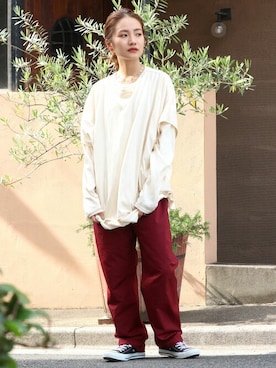 「Ungrid（アングリッド）の【WEB限定】ナイロンカラーテーパードパンツ（その他パンツ）」を使った、Ungrid STAFFさん（レディース・155cm）の夏コーディネート