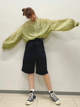 「カラーシャツ」｜Ungrid STAFFさん（レディース・160cm）の夏コーディネート