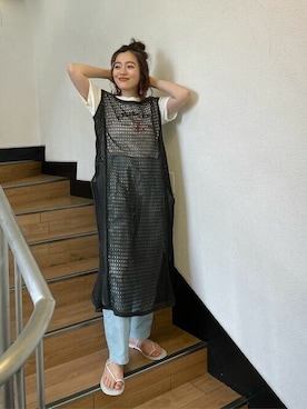 「Ungrid（アングリッド）の【WEB限定】ナイロンカラーテーパードパンツ（その他パンツ）」を使った、Ungrid STAFFさん（レディース・157cm）の夏コーディネート