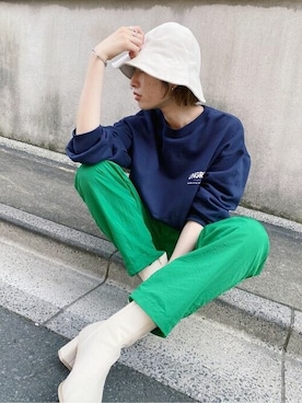 「Ungrid（アングリッド）の【WEB限定】ナイロンカラーテーパードパンツ（その他パンツ）」を使った、Ungrid STAFFさん（レディース・160cm）の夏コーディネート