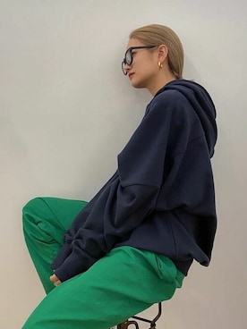 「Ungrid（アングリッド）の【WEB限定】ナイロンカラーテーパードパンツ（その他パンツ）」を使った、Ungrid STAFFさん（レディース・155cm）の夏コーディネート