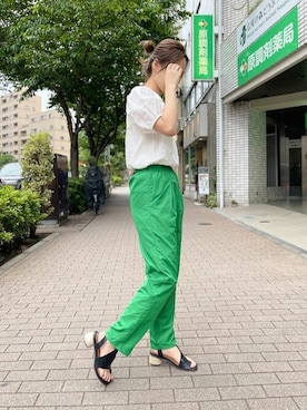 「Ungrid（アングリッド）の【WEB限定】ナイロンカラーテーパードパンツ（その他パンツ）」を使った、Ungrid STAFFさん（レディース・163cm）の夏コーディネート