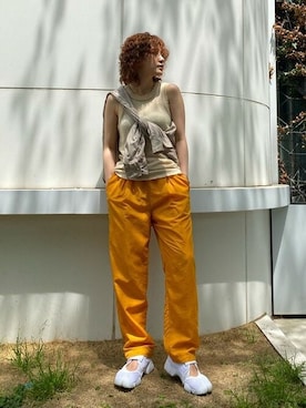 「Ungrid（アングリッド）の【WEB限定】ナイロンカラーテーパードパンツ（その他パンツ）」を使った、Ungrid STAFFさん（レディース・157cm）の夏コーディネート