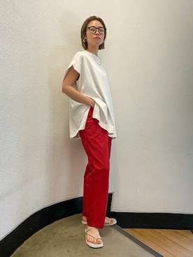 「Ungrid（アングリッド）の【WEB限定】ナイロンカラーテーパードパンツ（その他パンツ）」を使った、Ungrid STAFFさん（レディース・160cm）の夏コーディネート