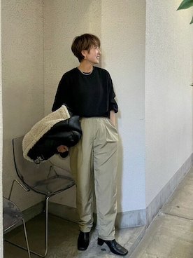 「Ungrid（アングリッド）の【WEB限定】ナイロンカラーテーパードパンツ（その他パンツ）」を使った、Ungrid STAFFさん（レディース・162cm）の夏コーディネート