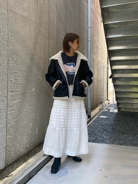 「Ungrid（アングリッド）のアイテム（ブルゾン）」を使った、Ungrid STAFFさん（レディース・167cm）の夏コーディネート
