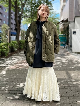 「Ungrid（アングリッド）のアイテム（ブルゾン）」を使った、Ungrid STAFFさん（レディース・152cm）の夏コーディネート