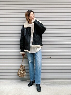 「Ungrid（アングリッド）のアイテム（ブルゾン）」を使った、Ungrid STAFFさん（レディース・160cm）の秋コーディネート