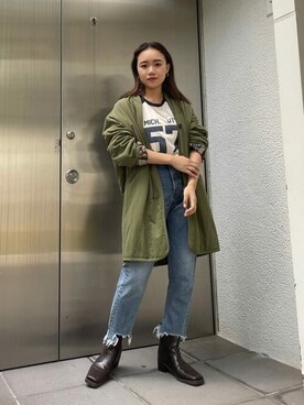 「Ungrid（アングリッド）のアイテム（ブルゾン）」を使った、Ungrid STAFFさん（レディース・155cm）の秋コーディネート