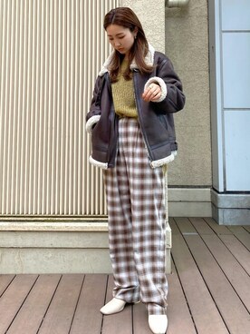 「Ungrid（アングリッド）のアイテム（ブルゾン）」を使った、Ungrid STAFFさん（レディース・160cm）の秋コーディネート
