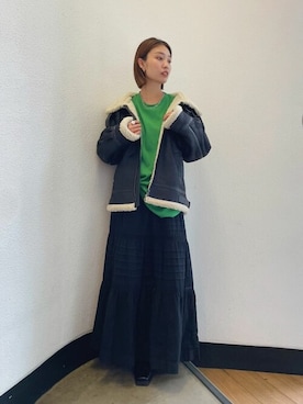 「Ungrid（アングリッド）のアイテム（ブルゾン）」を使った、Ungrid STAFFさん（レディース・160cm）の秋コーディネート