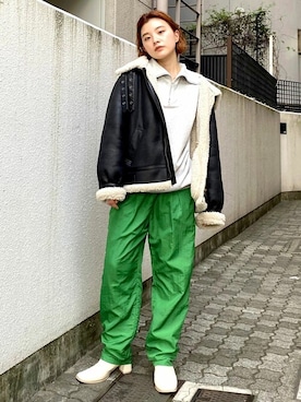 「Ungrid（アングリッド）のアイテム（ブルゾン）」を使った、Ungrid STAFFさん（レディース・157cm）の秋コーディネート