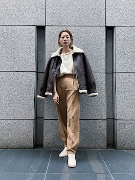 「Ungrid（アングリッド）のアイテム（ブルゾン）」を使った、Ungrid STAFFさん（レディース・160cm）の秋コーディネート