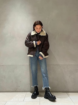 「Ungrid（アングリッド）のアイテム（ブルゾン）」を使った、Ungrid STAFFさん（レディース・157cm）の秋コーディネート