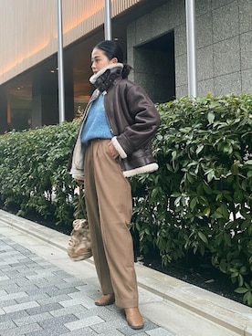 「Ungrid（アングリッド）のアイテム（ブルゾン）」を使った、Ungrid STAFFさん（レディース・155cm）の秋コーディネート