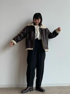 「Ungrid（アングリッド）のアイテム（ブルゾン）」を使った、Ungrid STAFFさん（レディース・157cm）の秋コーディネート