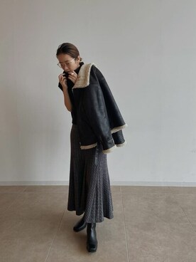 「Ungrid（アングリッド）のアイテム（ブルゾン）」を使った、Ungrid STAFFさん（レディース・166cm）の秋コーディネート