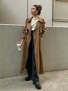 「Ungrid（アングリッド）のアイテム（トレンチコート）」を使った、Ungrid STAFFさん（レディース・160cm）の秋コーディネート