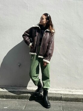 「Ungrid（アングリッド）のアイテム（ブルゾン）」を使った、Ungrid STAFFさん（レディース・155cm）の秋コーディネート