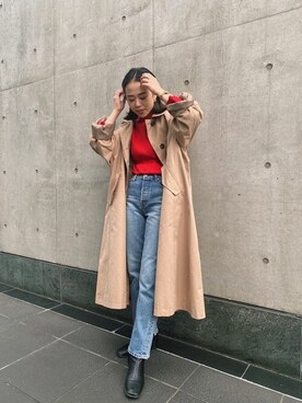「Ungrid（アングリッド）のアイテム（トレンチコート）」を使った、Ungrid STAFFさん（レディース・155cm）の秋コーディネート