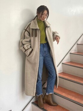 「Ungrid（アングリッド）のアイテム（ムートンコート）」を使った、Ungrid STAFFさん（レディース・159cm）の秋コーディネート