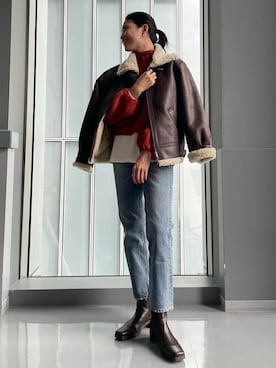 「Ungrid（アングリッド）のアイテム（ブルゾン）」を使った、Ungrid STAFFさん（レディース・164cm）の秋コーディネート