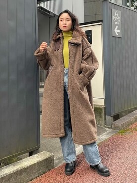 「Ungrid（アングリッド）のアイテム（ムートンコート）」を使った、Ungrid STAFFさん（レディース・160cm）の秋コーディネート