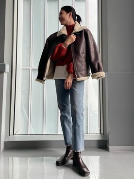 「Ungrid（アングリッド）のアイテム（ブルゾン）」を使った、Ungrid STAFFさん（レディース・164cm）の秋コーディネート