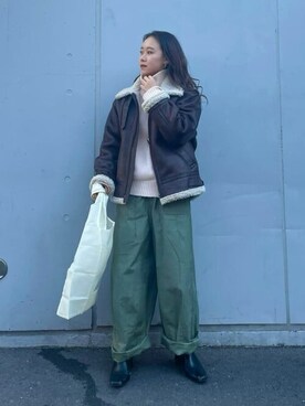 「Ungrid（アングリッド）のアイテム（ブルゾン）」を使った、Ungrid STAFFさん（レディース・155cm）の秋コーディネート
