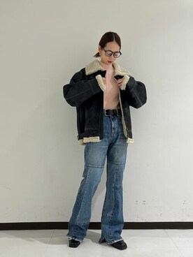 「Ungrid（アングリッド）のアイテム（ムートンコート）」を使った、Ungrid STAFFさん（レディース・156cm）の秋コーディネート