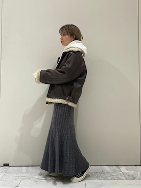 「Ungrid（アングリッド）のアイテム（ブルゾン）」を使った、Ungrid STAFFさん（レディース・151cm）の冬コーディネート