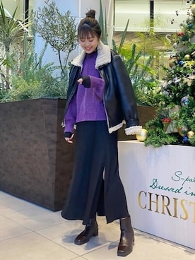 「Ungrid（アングリッド）のアイテム（ブルゾン）」を使った、Ungrid STAFFさん（レディース・168cm）の冬コーディネート