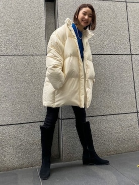「Ungrid（アングリッド）のアイテム（ダウンジャケット/コート）」を使った、Ungrid STAFFさん（レディース・158cm）の冬コーディネート