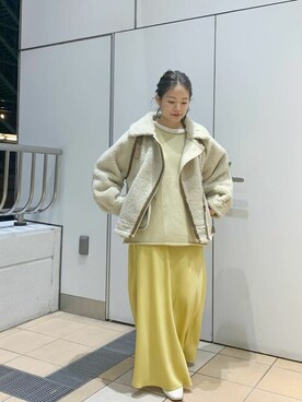 「Ungrid（アングリッド）のアイテム（ブルゾン）」を使った、Ungrid STAFFさん（レディース・152cm）の冬コーディネート