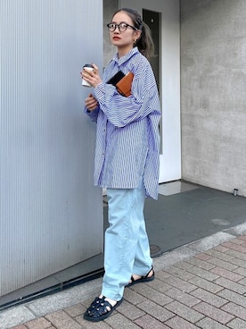 「Ungrid（アングリッド）の【WEB限定】ナイロンカラーテーパードパンツ（その他パンツ）」を使った、Ungrid STAFFさん（レディース・155cm）の冬コーディネート
