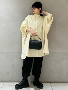 「Ungrid（アングリッド）のアイテム（スラックス）」を使った、Ungrid STAFFさん（レディース・157cm）の冬コーディネート