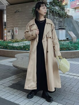 「Ungrid（アングリッド）のアイテム（トレンチコート）」を使った、Ungrid STAFFさん（レディース・156cm）の冬コーディネート