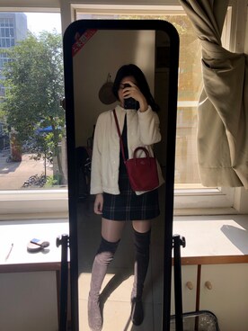 「無印良品（ムジルシリョウヒン）のアイテム（ノーカラージャケット）」を使った、miakoさん（レディース・157cm）の冬コーディネート