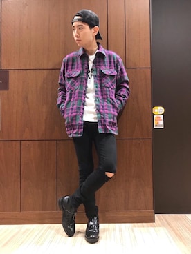 「HYSTERIC GLAMOUR（ヒステリックグラマー）のREVOLUTION SOUNDS刺繍 CPOシャツ（シャツ/ブラウス）」を使った、kokoheiさん（メンズ・170cm）の秋コーディネート