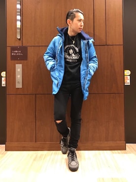 「HYSTERIC GLAMOUR（ヒステリックグラマー）のアイテム（マウンテンパーカー）」を使った、kokoheiさん（メンズ・170cm）の冬コーディネート