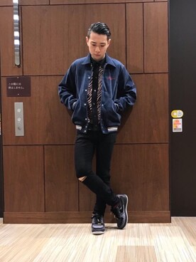 「アイテム（スタジャン）」を使った、kokoheiさん（メンズ・170cm）の春コーディネート