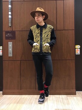 HYSTERIC GLAMOUR銀座マロニエゲート店｜kokohei使用「HYSTERIC GLAMOUR（STETSON×HYSTERIC/MESSAGE 刺繍リボンハット）」的時尚穿搭