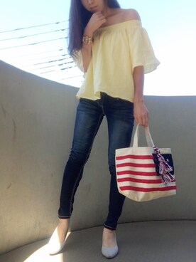 「VENCE（ヴァンス）のアイテム（パンツ）」を使った、 🌼 𝕞 𝕚 𝕟 𝕒 🌼さん（レディース・163cm）の春コーディネート