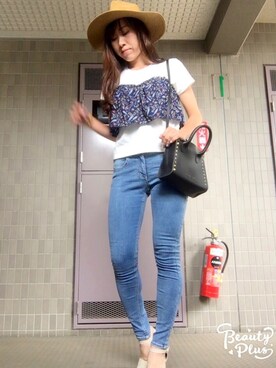 「VENCE（ヴァンス）のアイテム（パンツ）」を使った、 🌼 𝕞 𝕚 𝕟 𝕒 🌼さん（レディース・163cm）の夏コーディネート