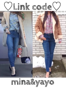 「GU（ジーユー）のアイテム（ムートンコート）」を使った、 🌼 𝕞 𝕚 𝕟 𝕒 🌼さん（レディース・163cm）の冬コーディネート